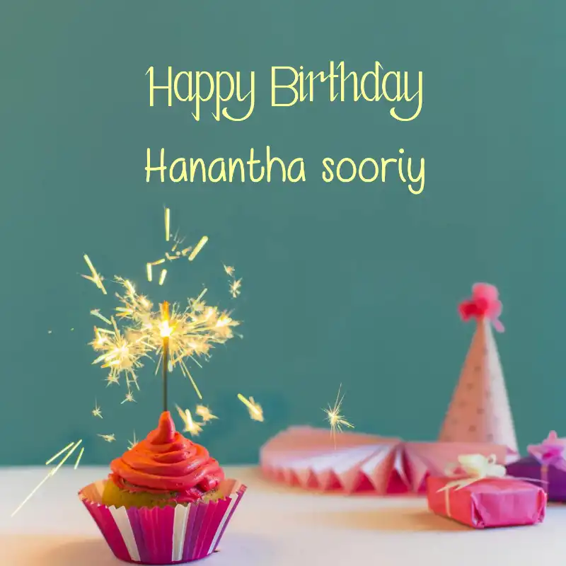 Happy Birthday Hanantha sooriy Sparking Cupcake Card